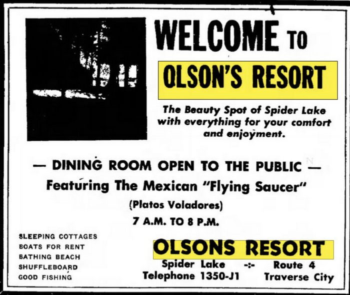 Olsons Resort - Jul 13 1955 Ad